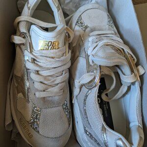 Golden Goose Running Dad Suede and Glitter Sneakers